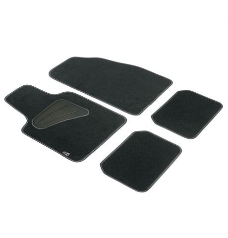 JGO 4 ALFOMBRAS MOQUETA PREMIUM NEGRA RIBETE NEGRO