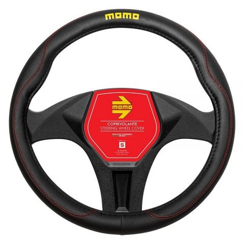 FUNDA VOLANTE MOMO COMFORT BLACK-RED PU S 38-39CM
